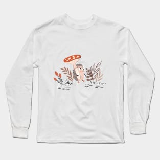 Cute Hedgehog on a walk Long Sleeve T-Shirt